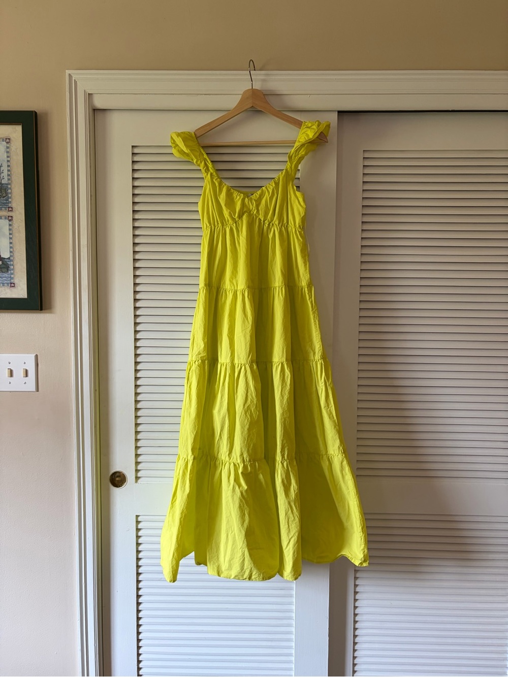 Tiered Ruffle Strap Maxi Dress in Lemon Yellow